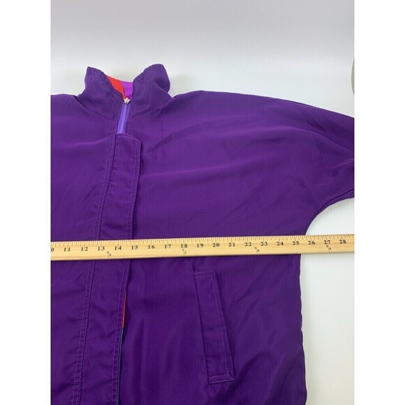 BOGO Monaliza Satin Jacket Vintage Reversible Purple Multi Geo Full Zip Pocket L - Picture 15 of 16